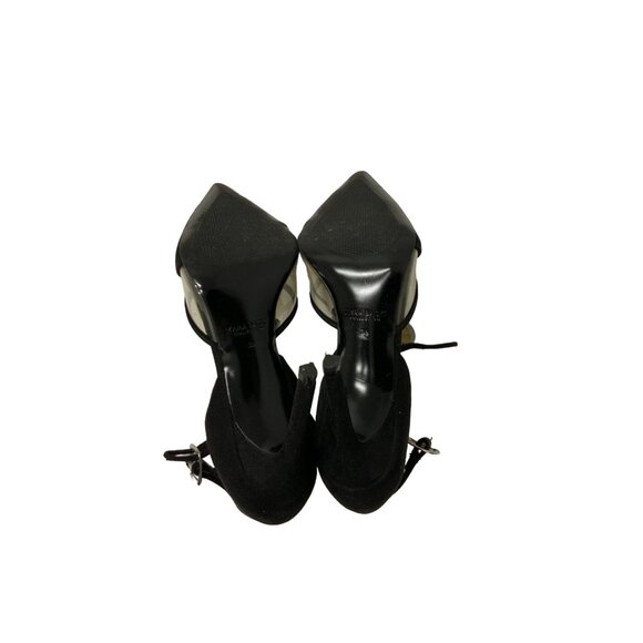 Zara Black Sueded Heels With Clear Contrast Detail & Ankle Straps - Picture 5 of 7